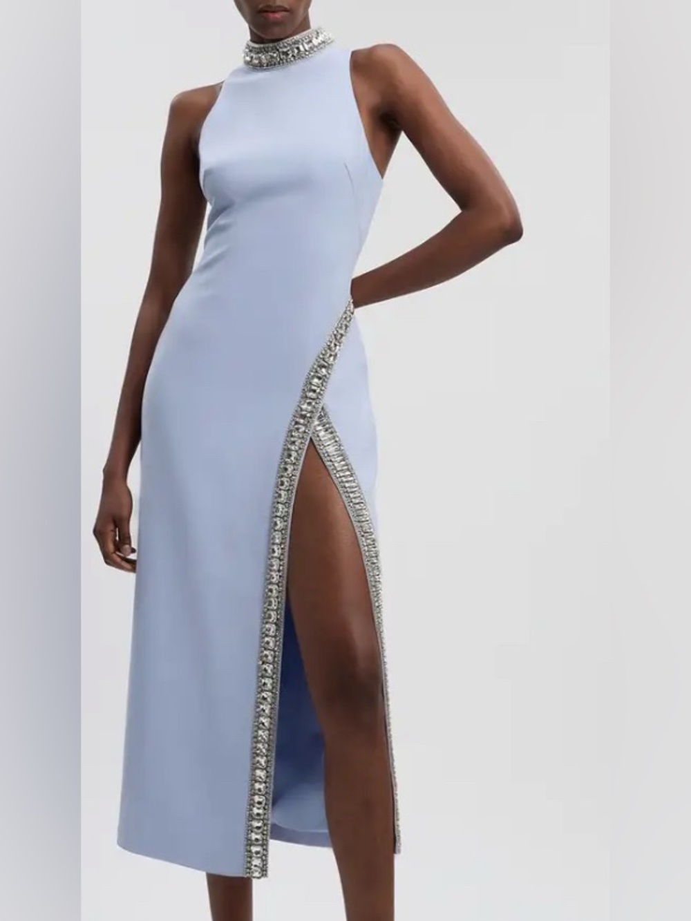 KARENMILLEN CRYSTAL EMBELLISHED WOVEN THIGH SPLIT MAXI